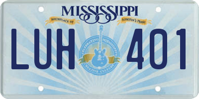 MS license plate LUH401