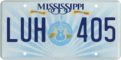 MS license plate LUH405