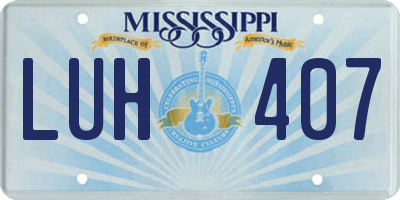 MS license plate LUH407