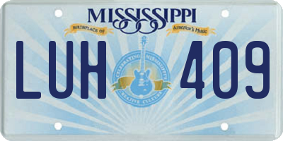 MS license plate LUH409