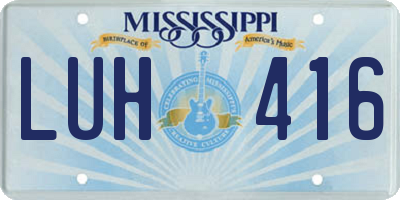 MS license plate LUH416