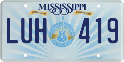 MS license plate LUH419