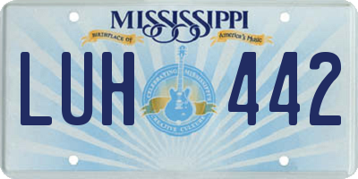 MS license plate LUH442