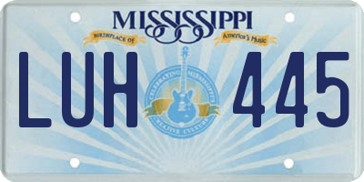MS license plate LUH445