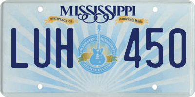 MS license plate LUH450