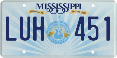MS license plate LUH451