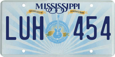 MS license plate LUH454