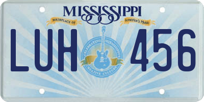MS license plate LUH456