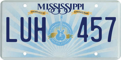 MS license plate LUH457