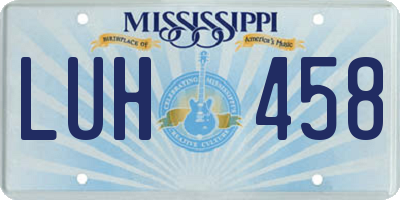 MS license plate LUH458