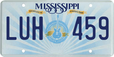 MS license plate LUH459