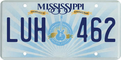 MS license plate LUH462
