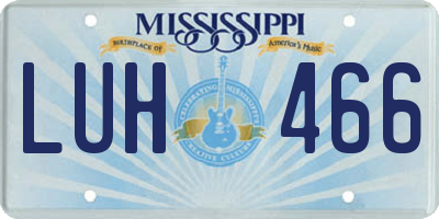 MS license plate LUH466