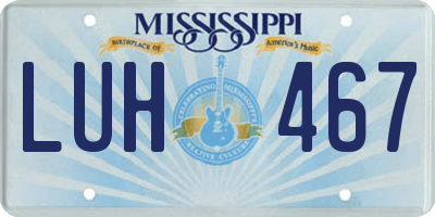MS license plate LUH467