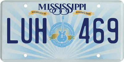 MS license plate LUH469
