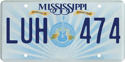 MS license plate LUH474