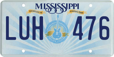 MS license plate LUH476