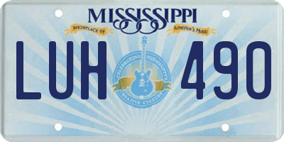 MS license plate LUH490