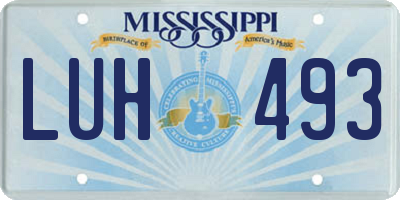 MS license plate LUH493