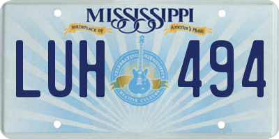 MS license plate LUH494