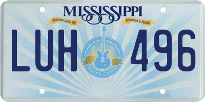 MS license plate LUH496