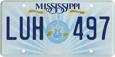 MS license plate LUH497
