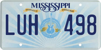 MS license plate LUH498
