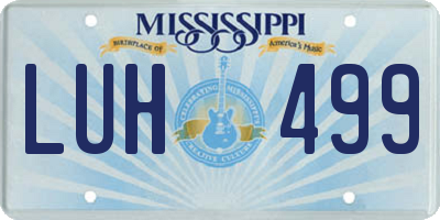MS license plate LUH499