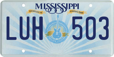 MS license plate LUH503