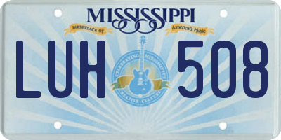 MS license plate LUH508