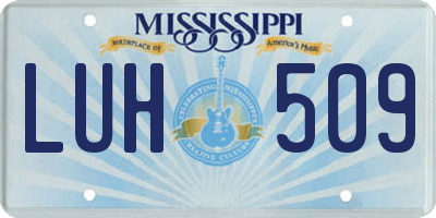 MS license plate LUH509