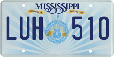 MS license plate LUH510