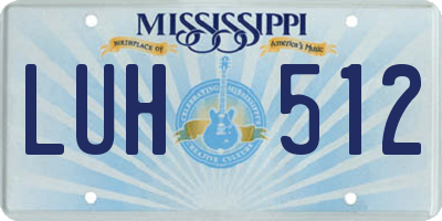 MS license plate LUH512