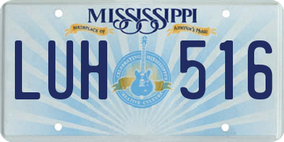 MS license plate LUH516