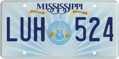 MS license plate LUH524