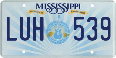 MS license plate LUH539