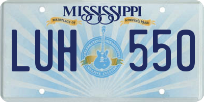 MS license plate LUH550