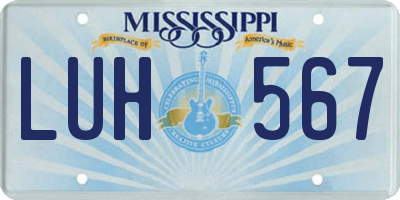 MS license plate LUH567
