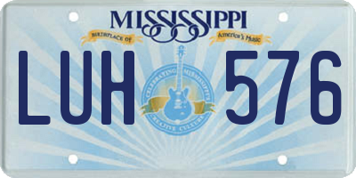 MS license plate LUH576