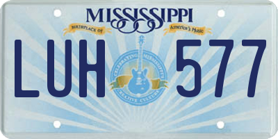 MS license plate LUH577
