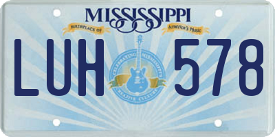 MS license plate LUH578