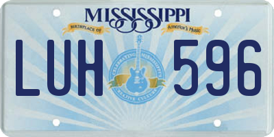 MS license plate LUH596