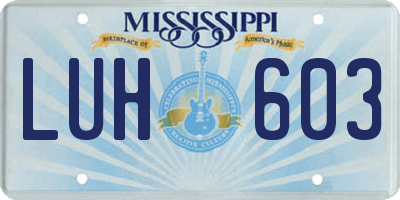 MS license plate LUH603