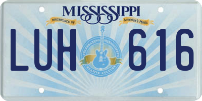MS license plate LUH616