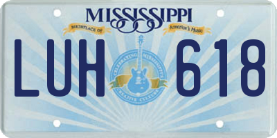 MS license plate LUH618