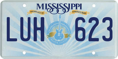 MS license plate LUH623