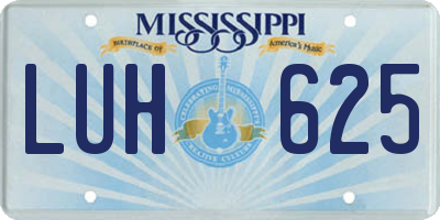 MS license plate LUH625