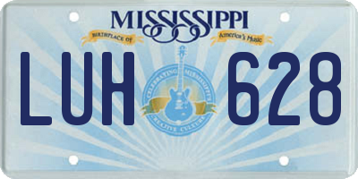 MS license plate LUH628