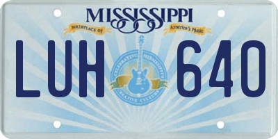MS license plate LUH640