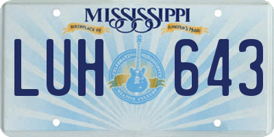 MS license plate LUH643